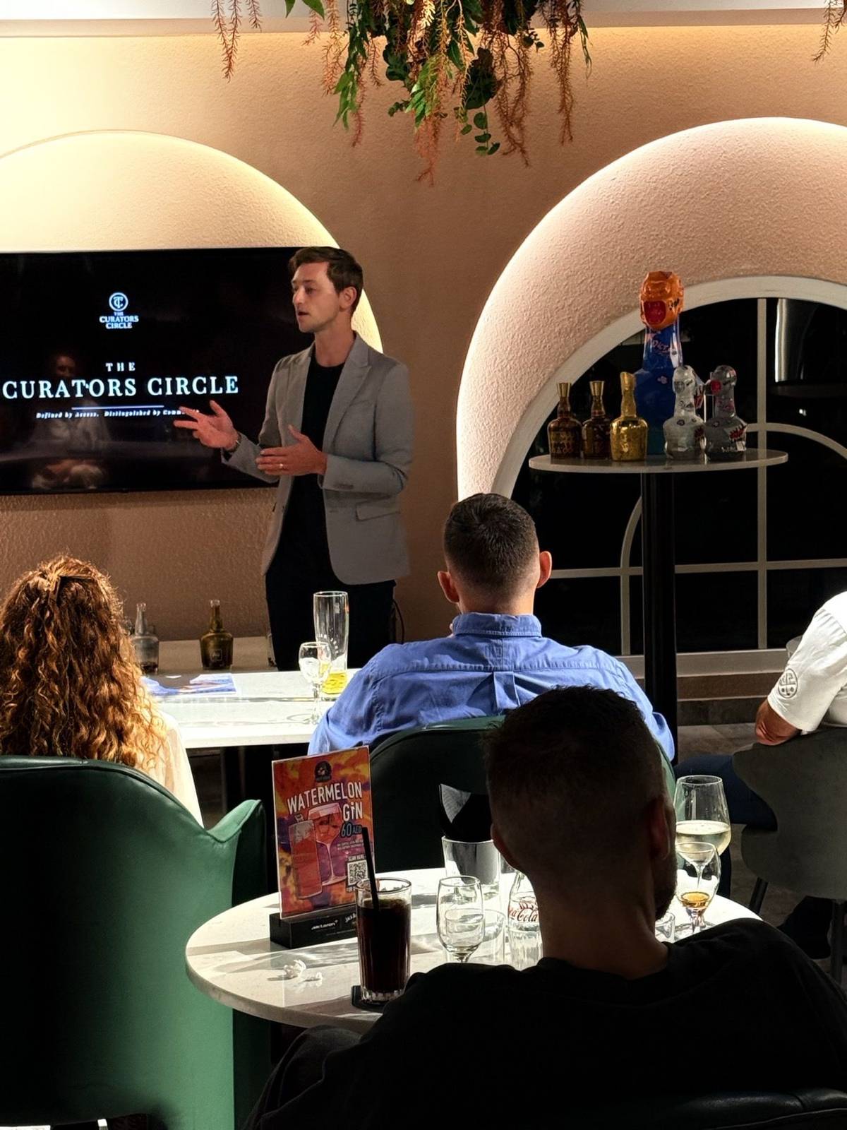 Tomas Chudomel presenting the Dictador rum story to members at Five Iron Golf UAE