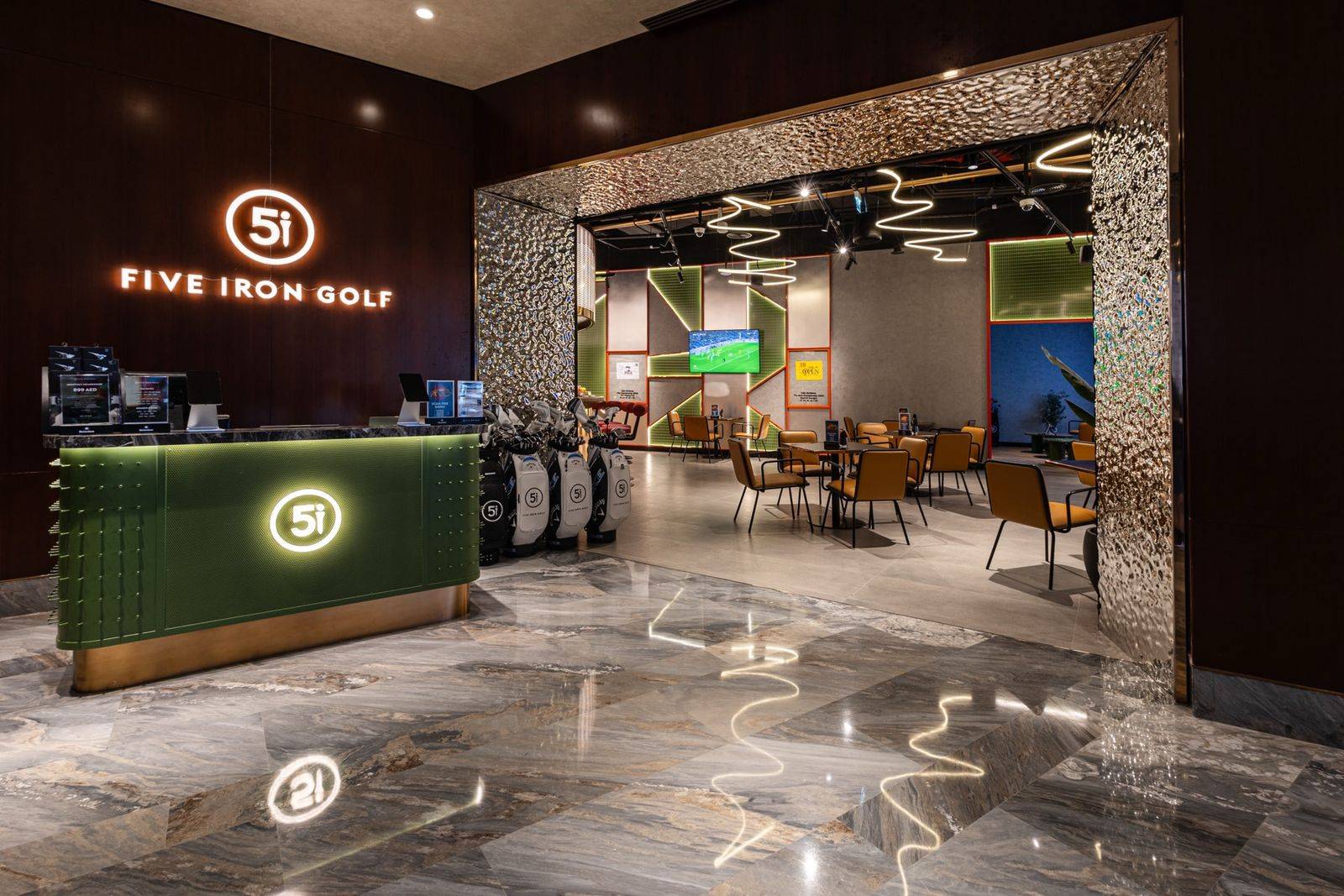 Five Iron Golf UAE venue entrance Dubai