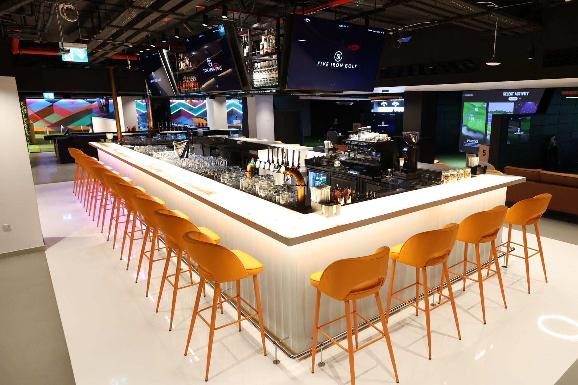 Five Iron Golf Dubai Marina bar and event space
